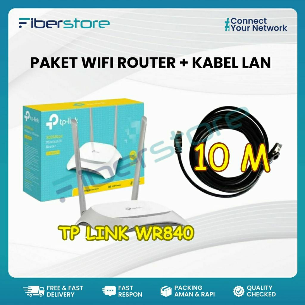 Hemat Paket Wifi Router TP-LINK Bundling Kabel Lan 10M