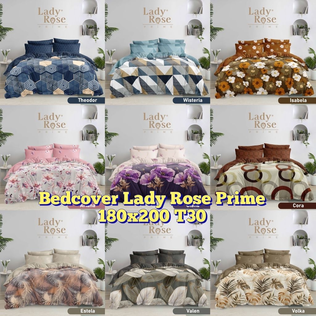 Bedcover Lady Rose 180x200 + Sprei Rumbai 180x200 motif Terbaru 2025 - Bed cover Lady Rose King Rumb