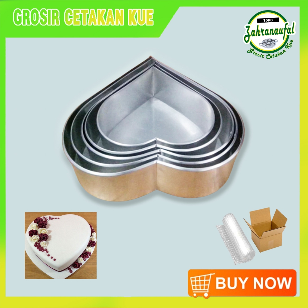 CETAKAN LOYANG ROTI KUE KUKUS BROWNIES LAPIS BENTUK WARU LOVE BAHAN ALUMINIUM