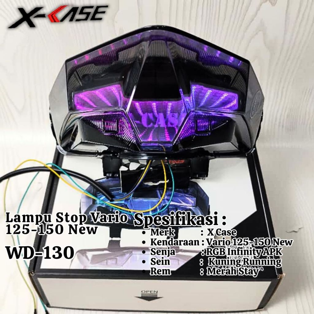 Lampu Stop Vario New 125-150 RGB Infinity Magnet 200+ Mode Stoplamp Vario new 125-150 RGB APK X Case