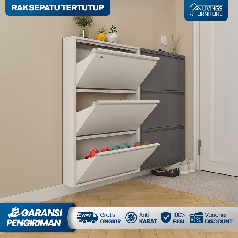 RAK SEPATU SUSUN TERTUTUP RAK SEPATU BESI AESTHETIC LEMARI SEPATU RAK SEPATU BESI  MINIMALIS KOKOH