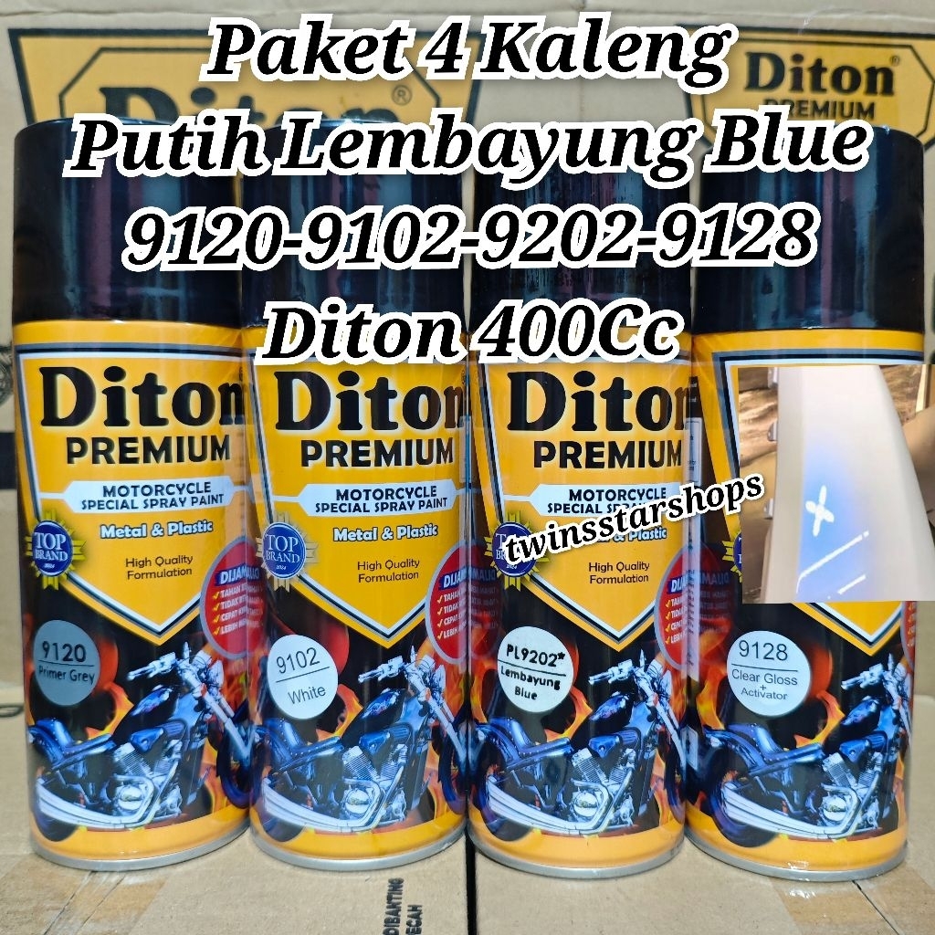 Pilok Pilox Pylox Cat Diton Premium Paket 4 Kaleng Putih Lembayung Blue 9202 White 9102 Primer Grey