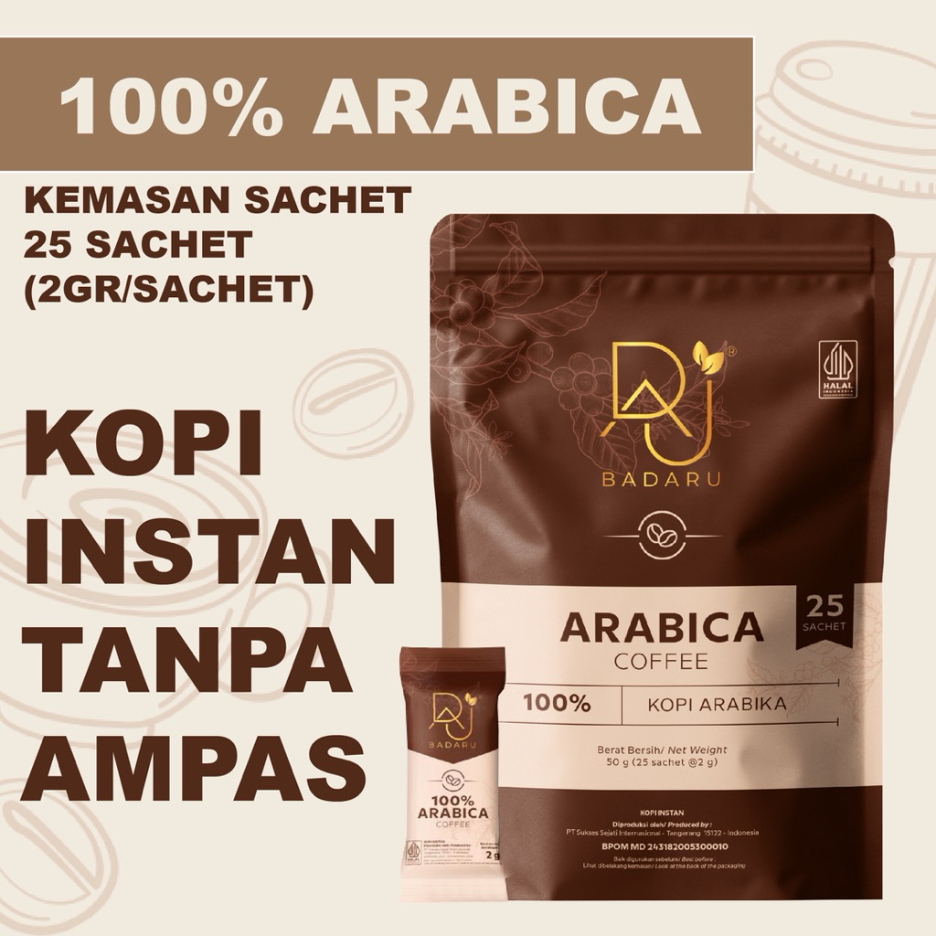 KOPI BADARU isi 25 sachet KOPI ARABIKA ESPRESSO INSTAN TANPA AMPAS