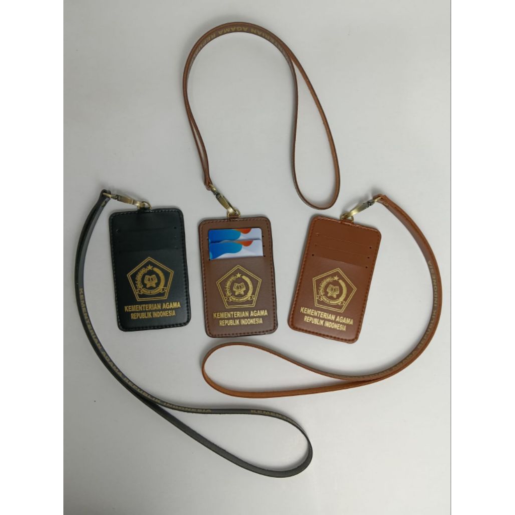 Lanyard ID Card Holder Name Tag Kulit Logo KEMENAG Kementrian Agama RI