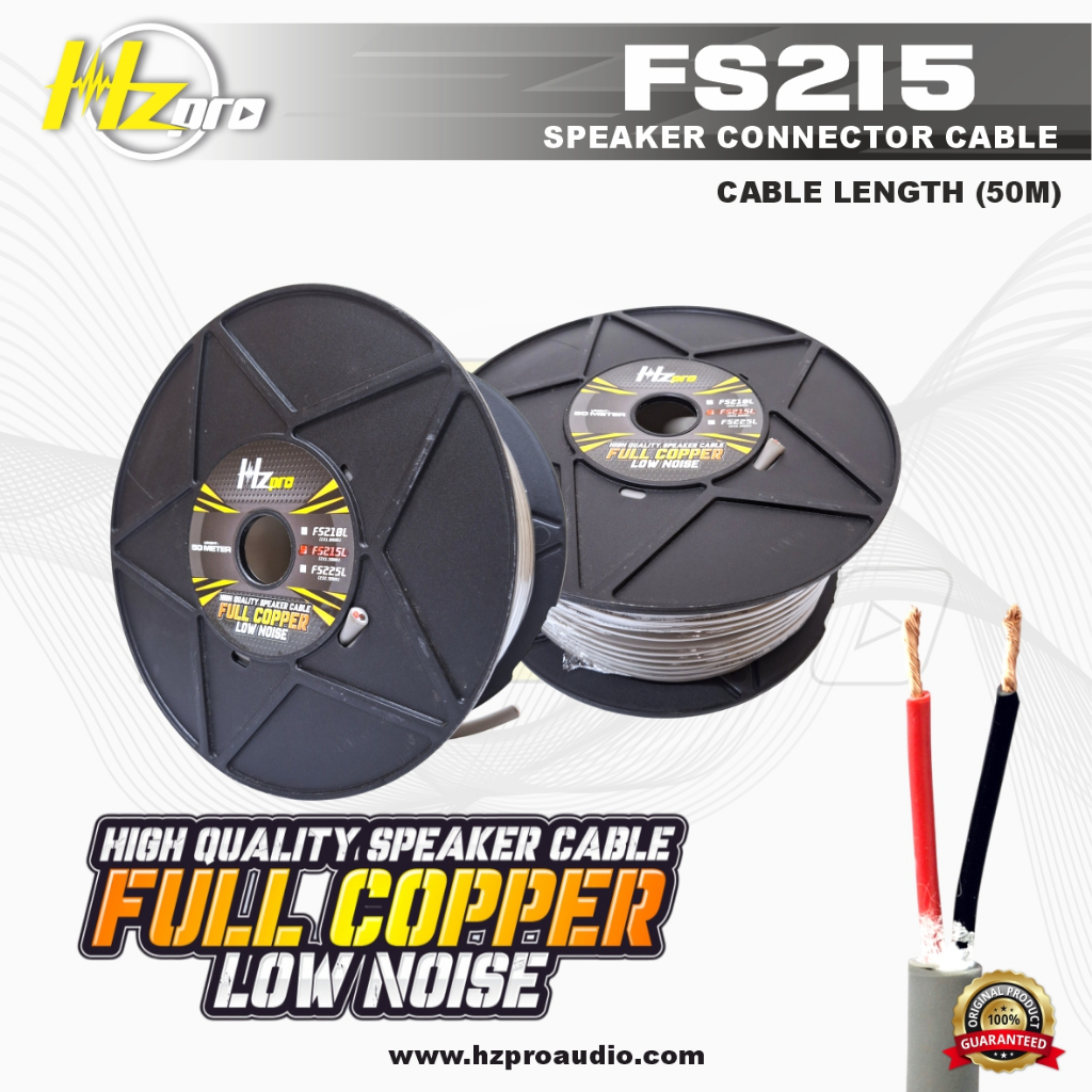 KABEL SPEAKER 2x1,5mm HZ PRO FS215 ORIGINAL - 50 Meter HIGH QUALITY SPEAKER CABLE