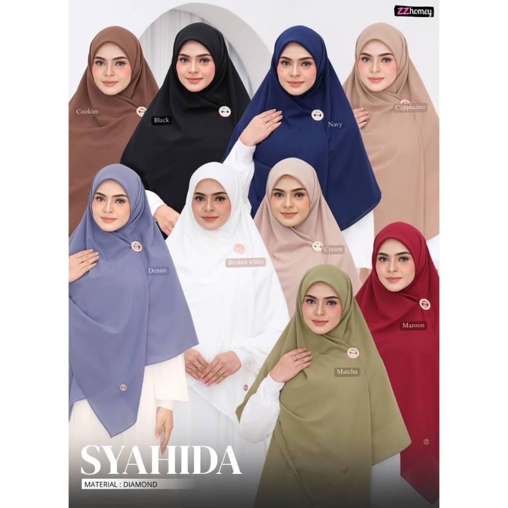 ZZHOMEY SYAHIDA SQUARE SYAR'I I SCARF VOAL HIJAB SEGIEMPAT JUMBO SYAR'I 150 X 150