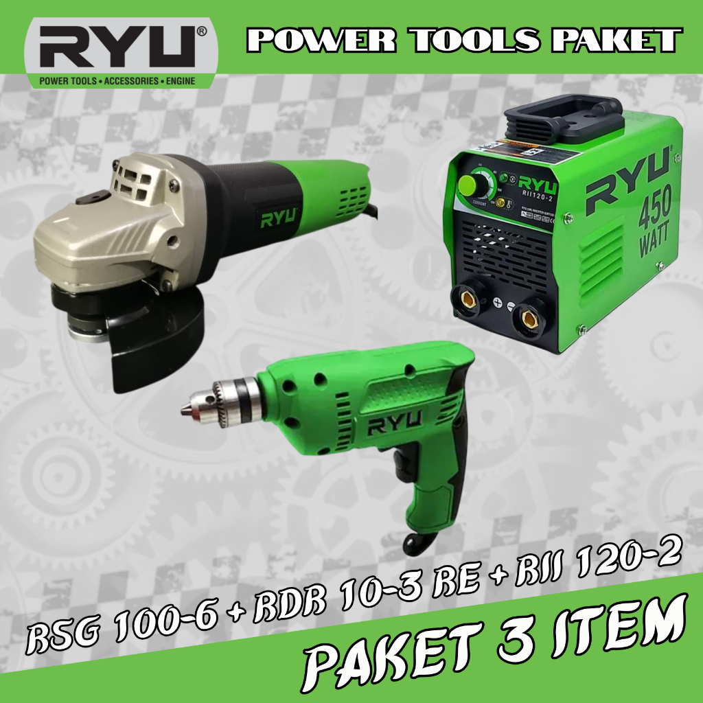 RYU PAKET MESIN LAS 450 WATT GERINDA MESIN BOR