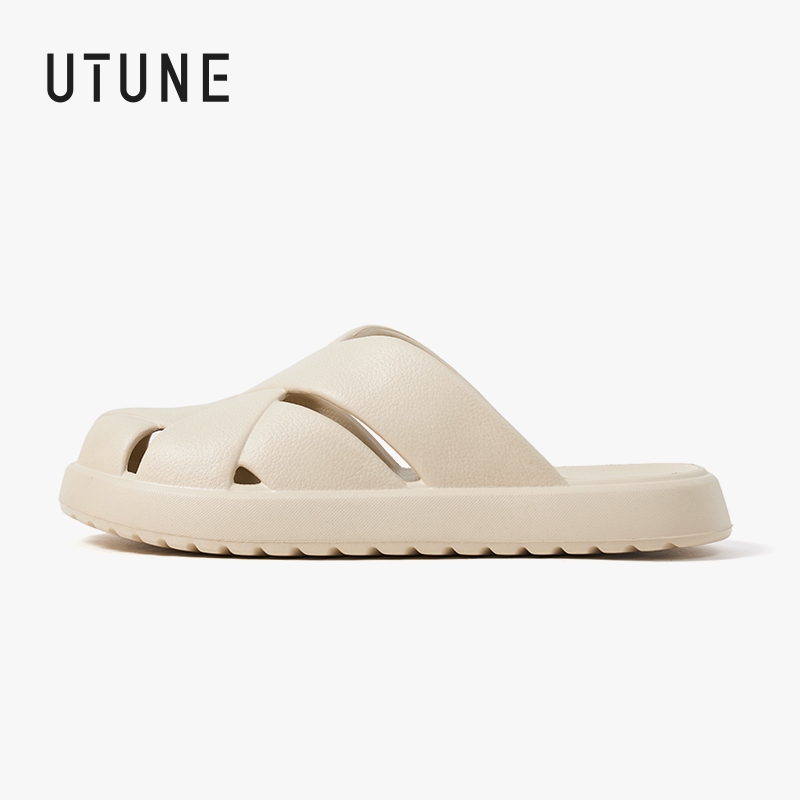 UTUNE Sandal Datar Anyaman Ujung Tertutup Mules Unisex