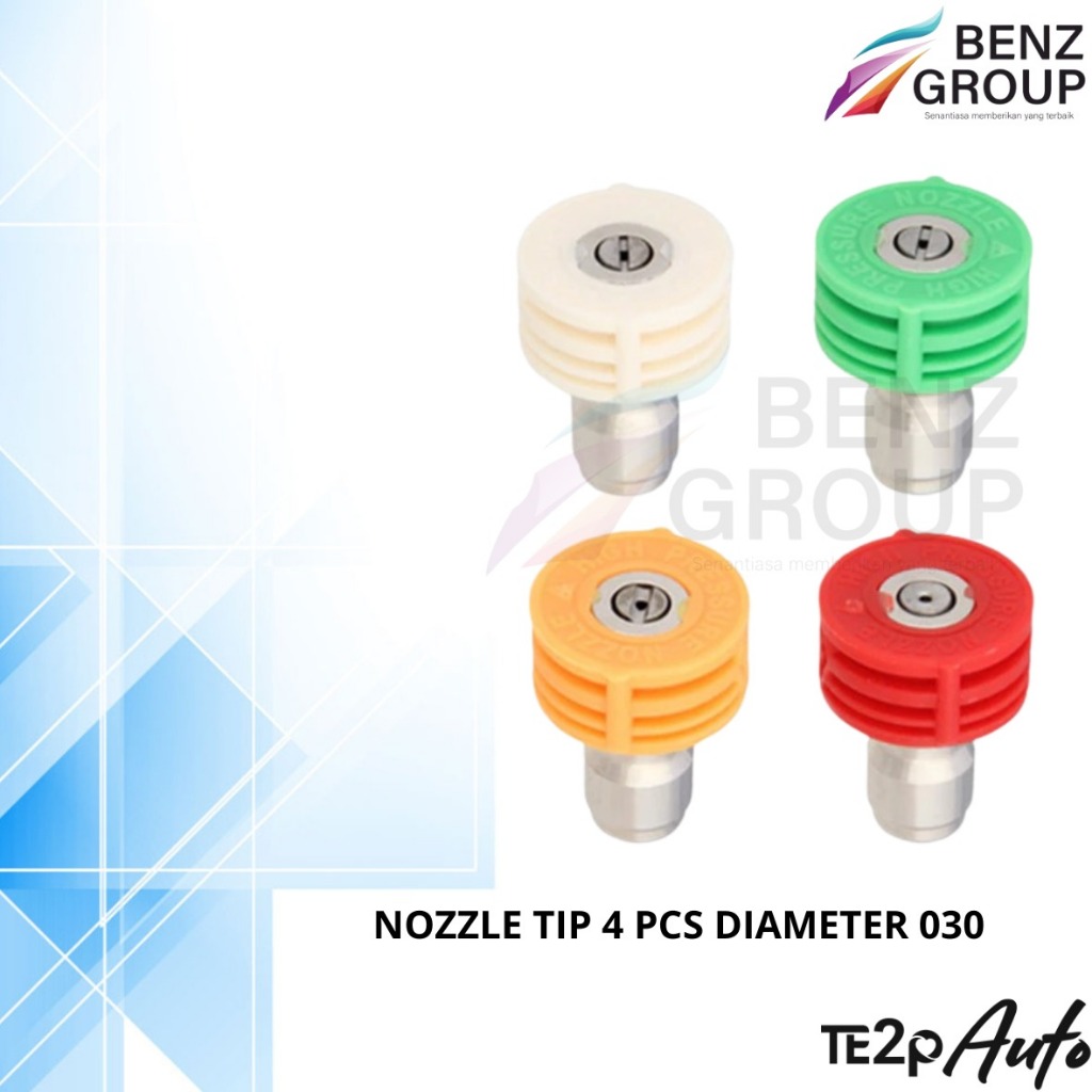 Te2p Auto Nozzle Tip Set 4pcs Mode Semprot 0° 15° 25° 40° Quick Release 1/4" Adaptor Size Diameter 0