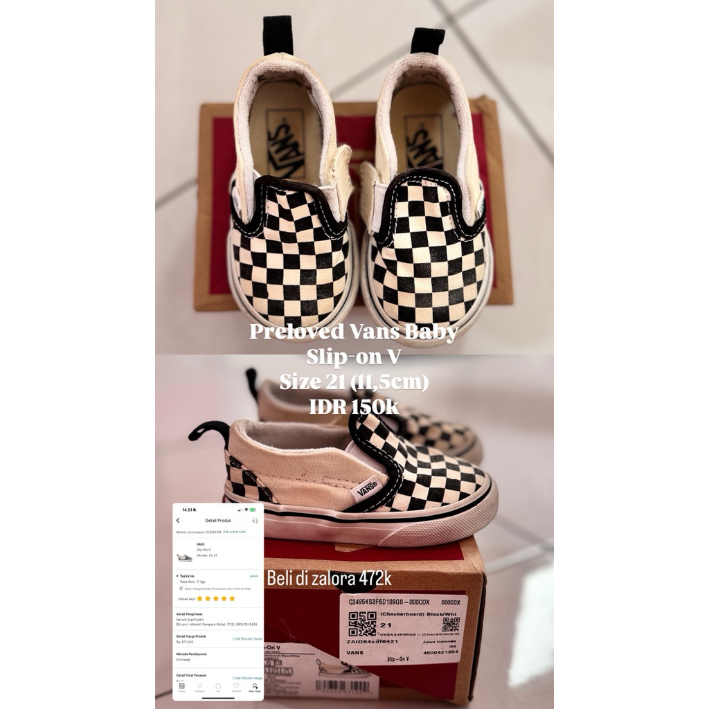 Preloved Vans Baby Slip-on size 21