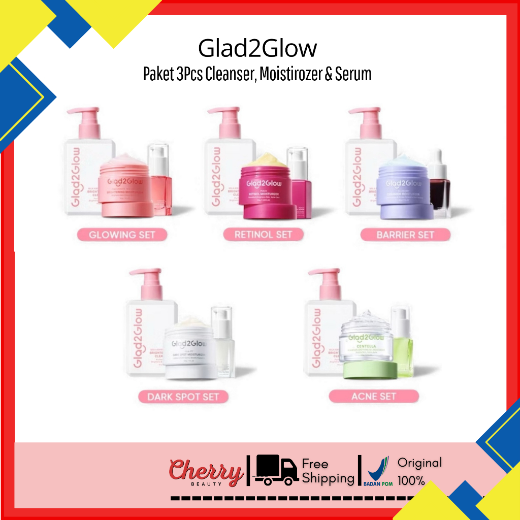 Glad2glow paket 3 pcs Amino Milk Cleanser - Bundling 3in1 - Amino Milk Cleanser Pomegranate Blueberr