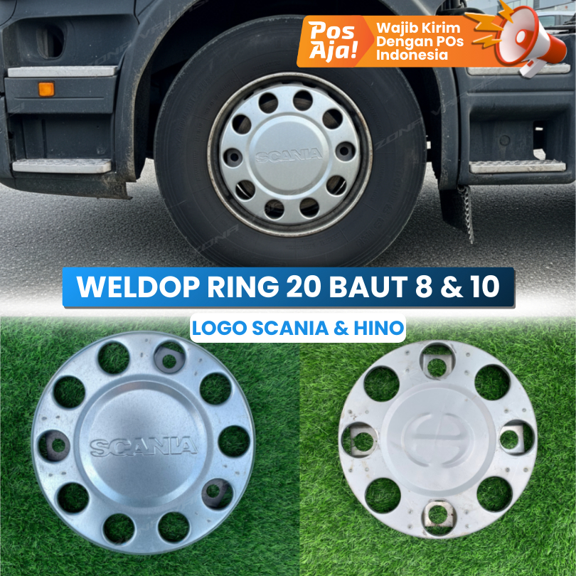 Weldop Ring 20 Depan Baut Roda 8&10 Model Scania Hino [BIG BUS/TRUCK]