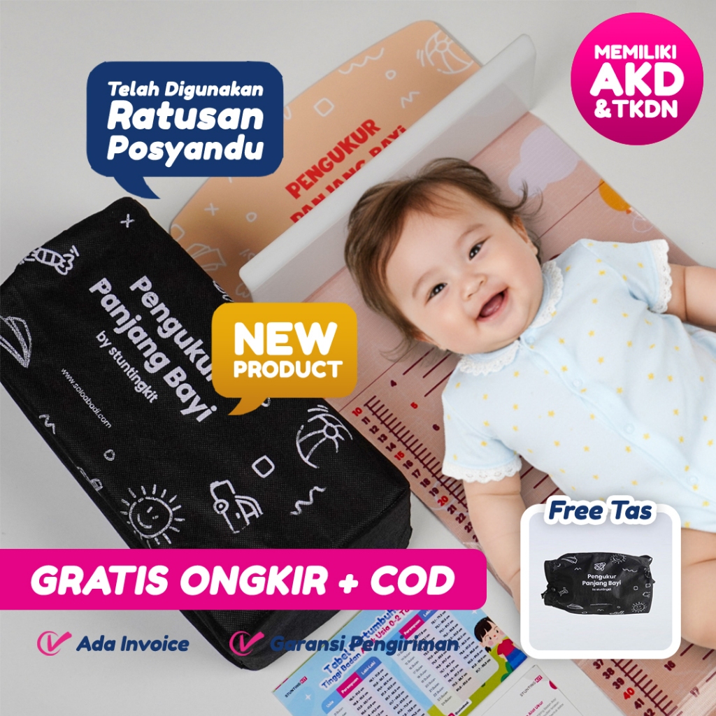Pengukur Tinggi Badan Bayi PUSKESMAS 'Light Orange' Untuk Usia 0-24 Bulan