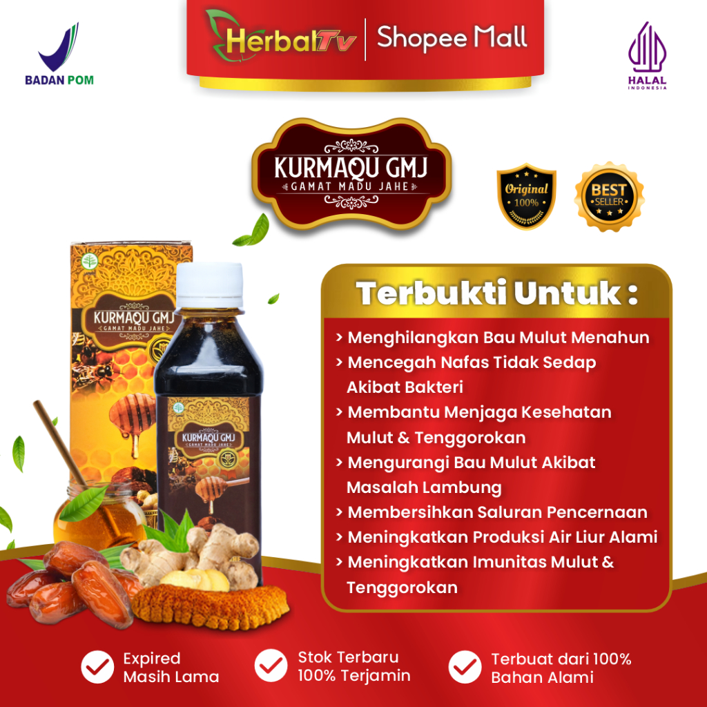 Penghilang Bau Mulut Herbal KurmaQu Solusi Atasi Nafas Bau Tidak Sedap Pencegah Bau Mulut KurmaquGMJ
