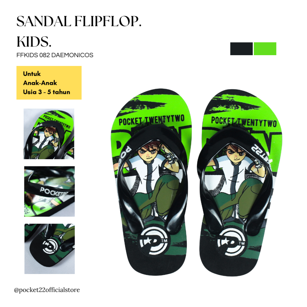 POCKET22 SANDAL MOTIF ANAK-ANAK FFKIDS 082 DAEMONICOS UNTUK USIA 3 - 5 TAHUN TERBARU