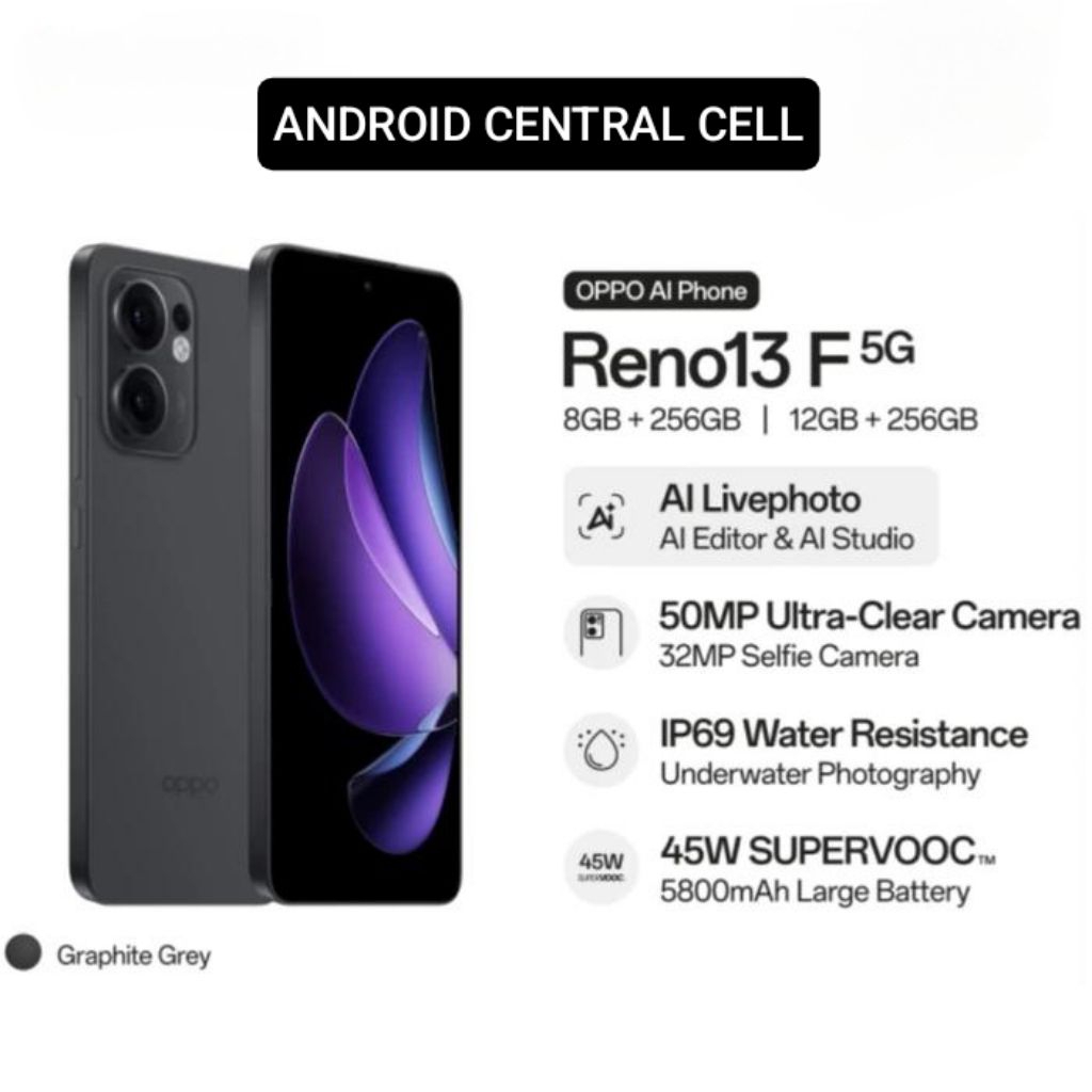 OPPO RENO 13F 5G | RAM 8/256GB - CAM SONY 50MP, LAYAR AMOLED, BATERAI 5000MAH VOOC 67W, (EX DEMO)