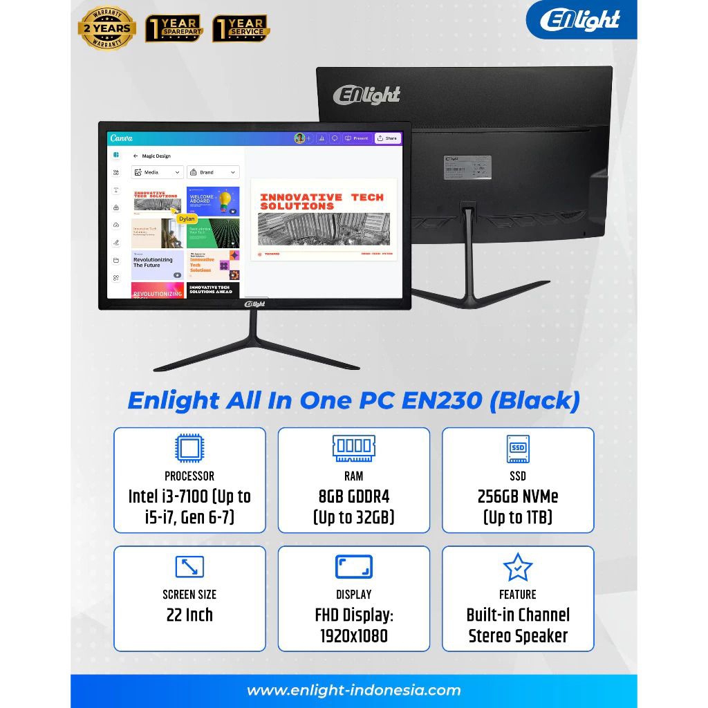 enlight all in one pc EN 230 INTEL CORE I3 7100 8GB 256GB WINDOWS 11 PRO