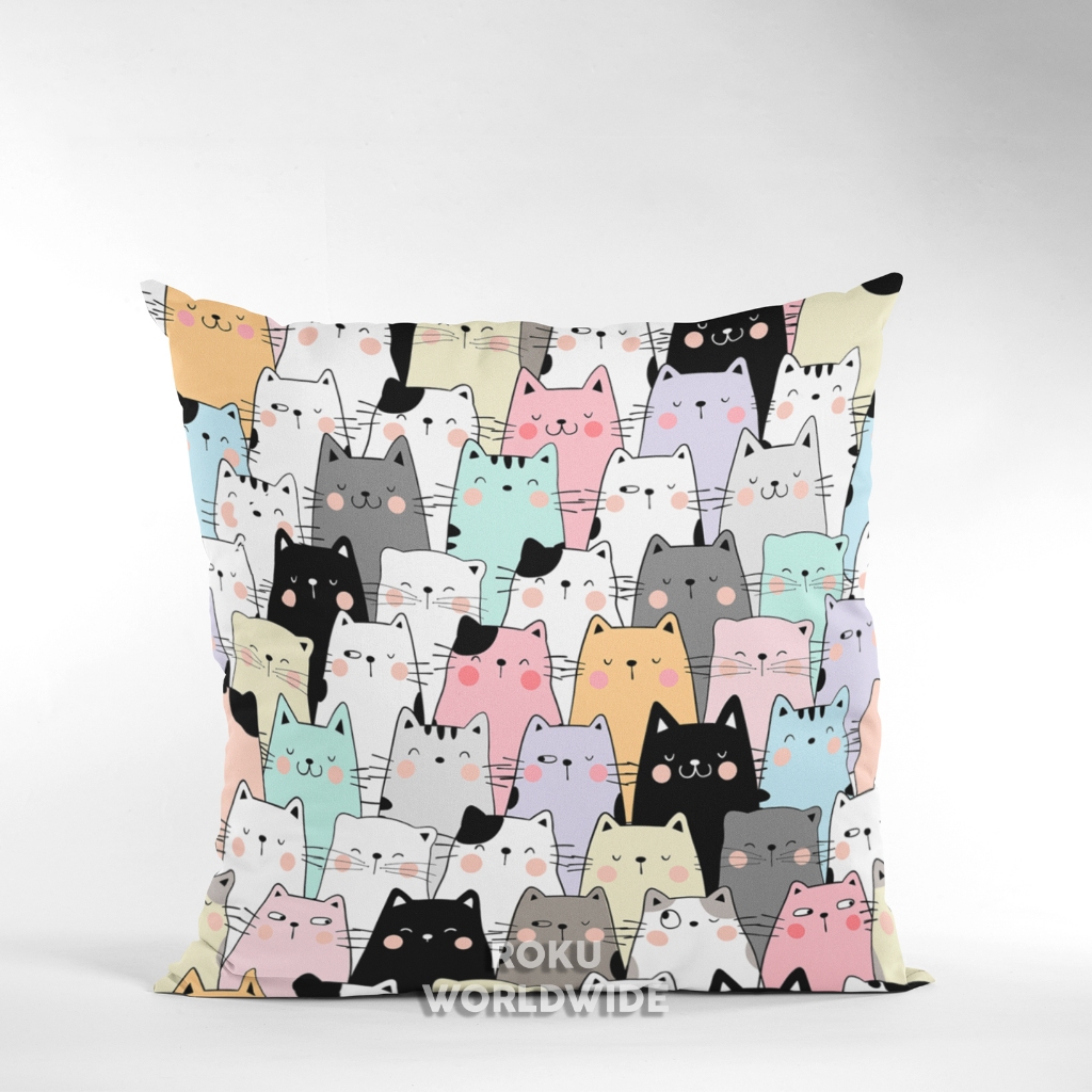Roku Worldwide Bantal Sofa Aesthetic Karakter Kucing Hewan Binatang Dekorasi Hiasan Kamar VG435