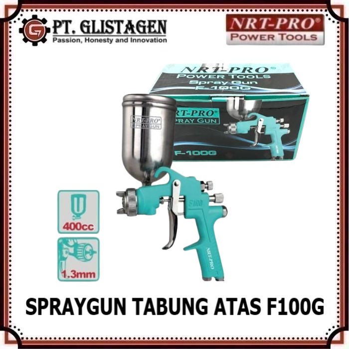 NRT PRO F100G Spray Gun Tabung Atas 400cc 1.3mm Spet Alat Semprot Cat Kompresor Angin