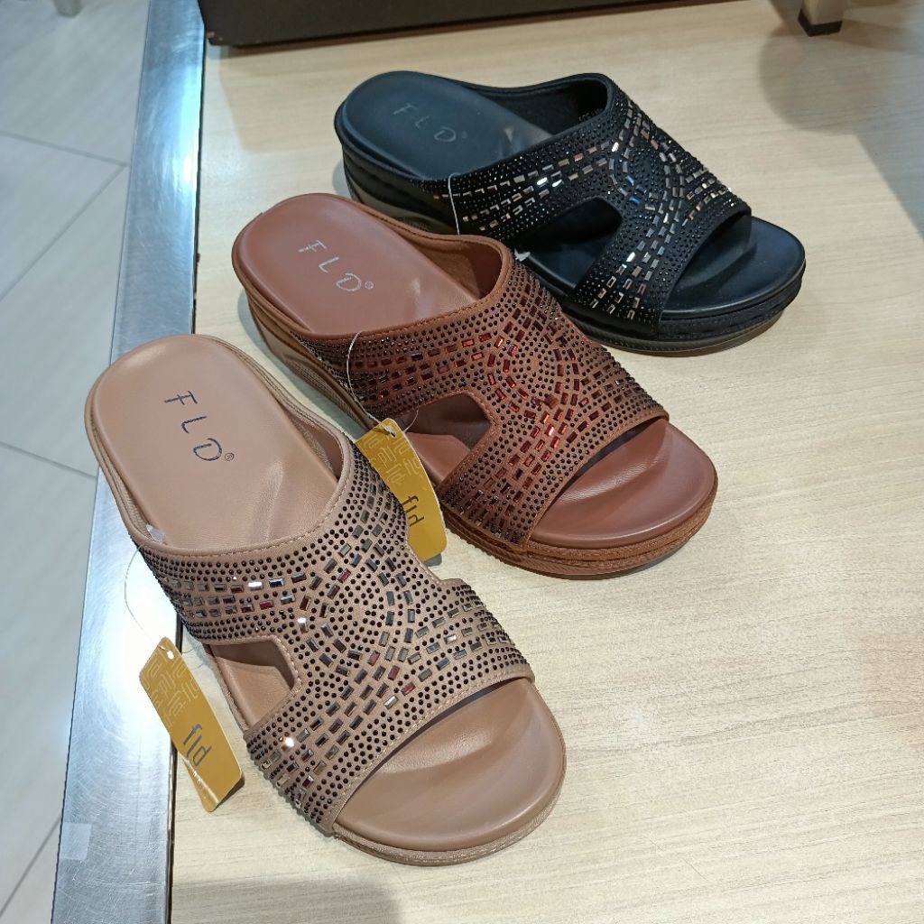 sandal wanita pesta wedges 5cm ringan FLD original