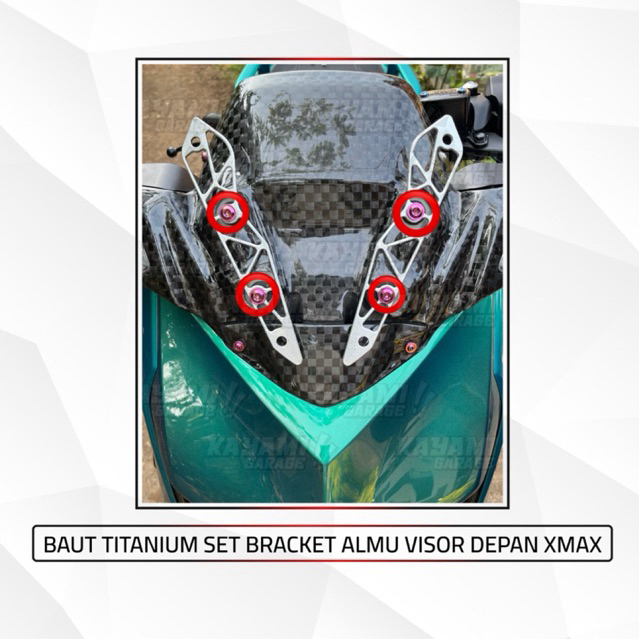 Baut titanium set bracket almu visor depan xmax