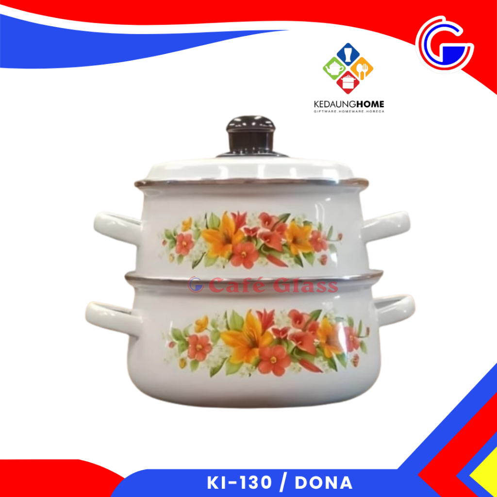 PANCI ENAMEL KEDAUNG KI-130 DONA SET | PANCI MOTIF BUNGA | PANCI MASAK ANTI KARAT