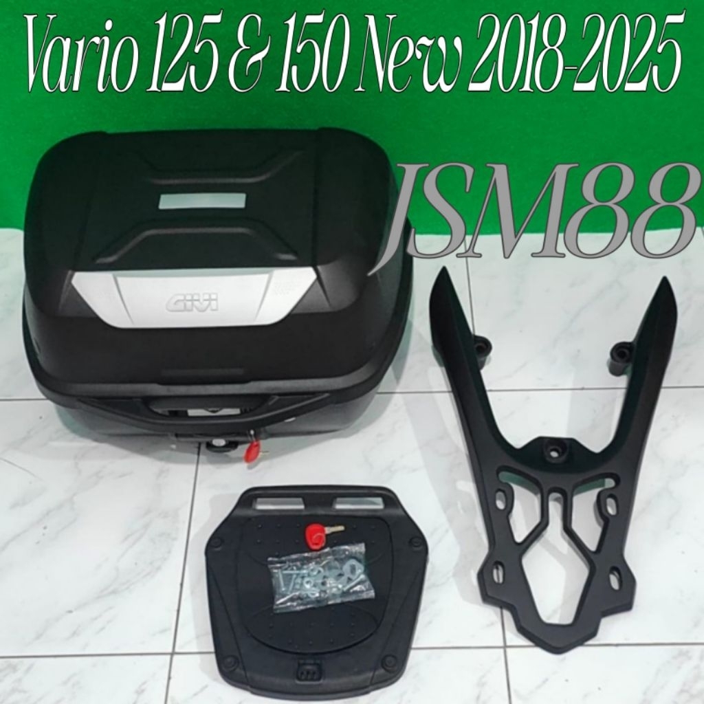 Paketan Box Givi E43 Ntl Plus Bracket Breket Box Vario 125 & Vario 150 New / Dudukan Box Bintang Var