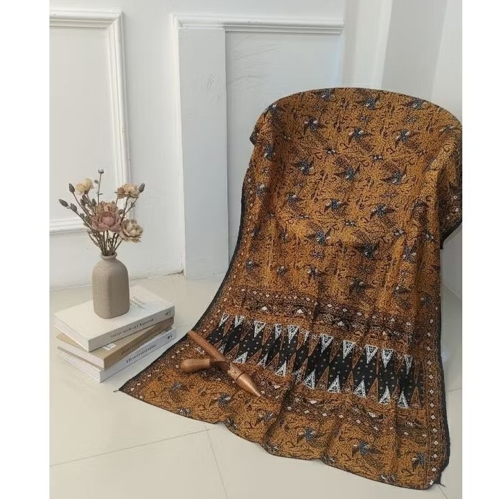 KAIN BATIK MOTIDLF CENDRAWASIH GOLD + SELENDANG RUNCE | BATIK VISCOS JUPRI | KAIN BATIK SET SELENDAN