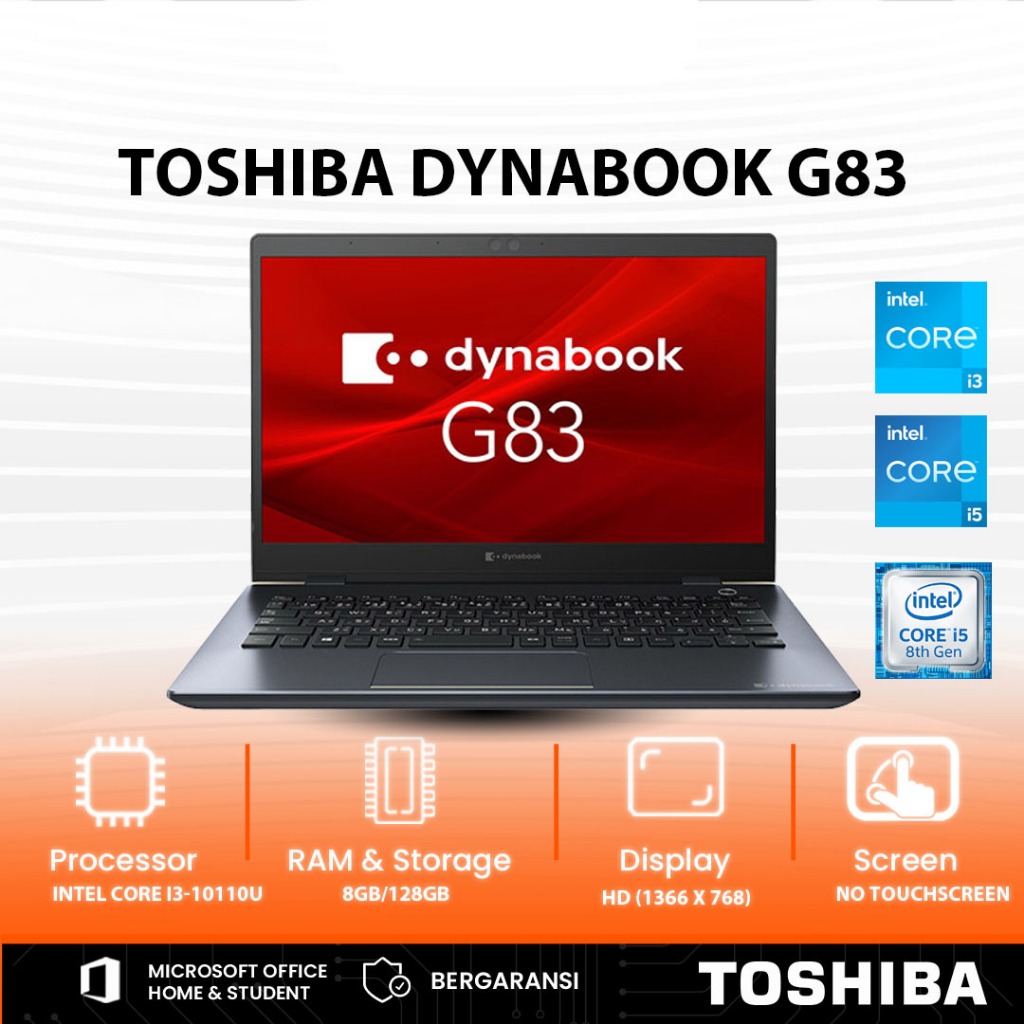Laptop Tipis Ringan Toshiba Dynabook G83 | Core i5 Gen10 / Gen8 | RAM 8GB SSD 256GB | GARANSI 1 BULA