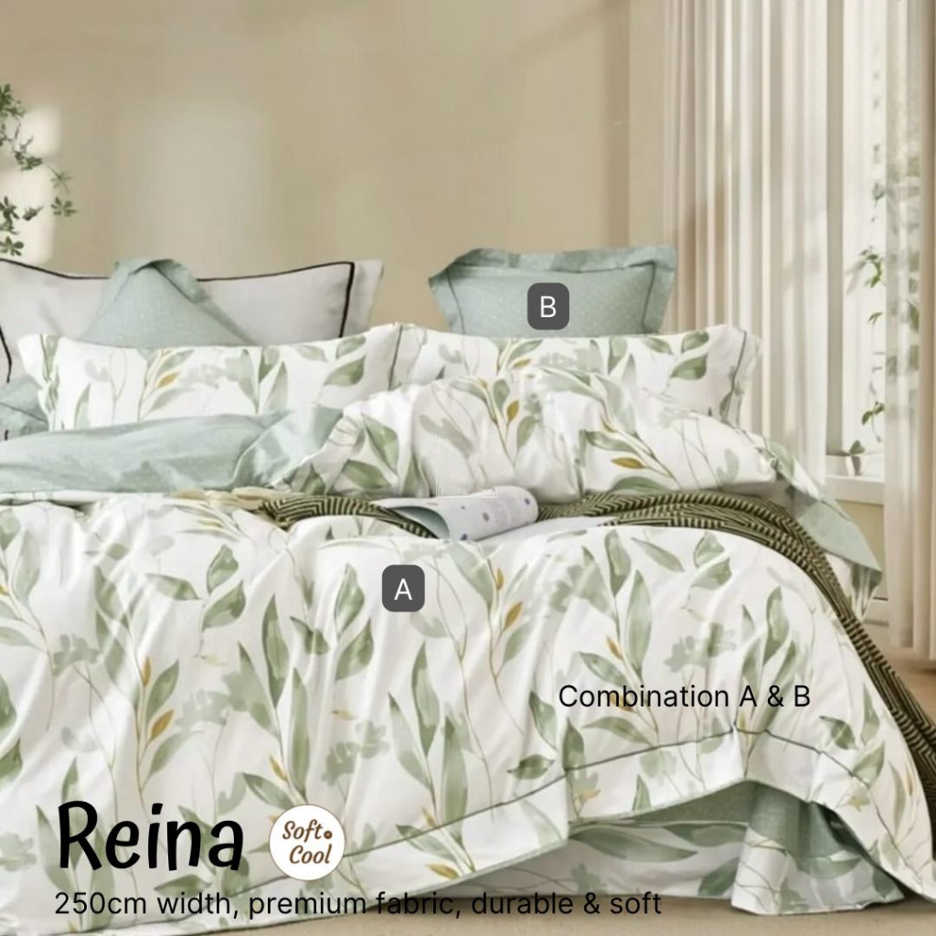 Bedcover Set Katun Motif Bunga 160/180/200x200x30cm