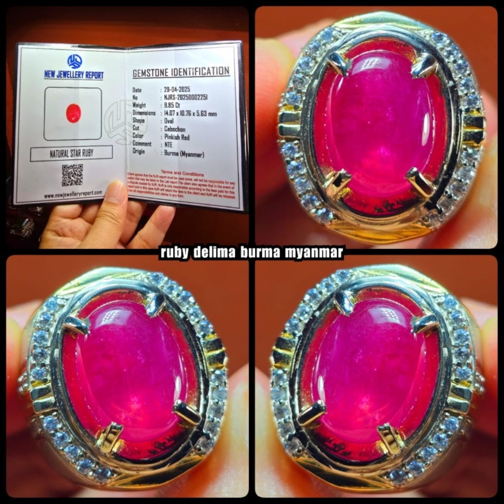 natural ruby burma star boll delima myanmar + sertifikat lab