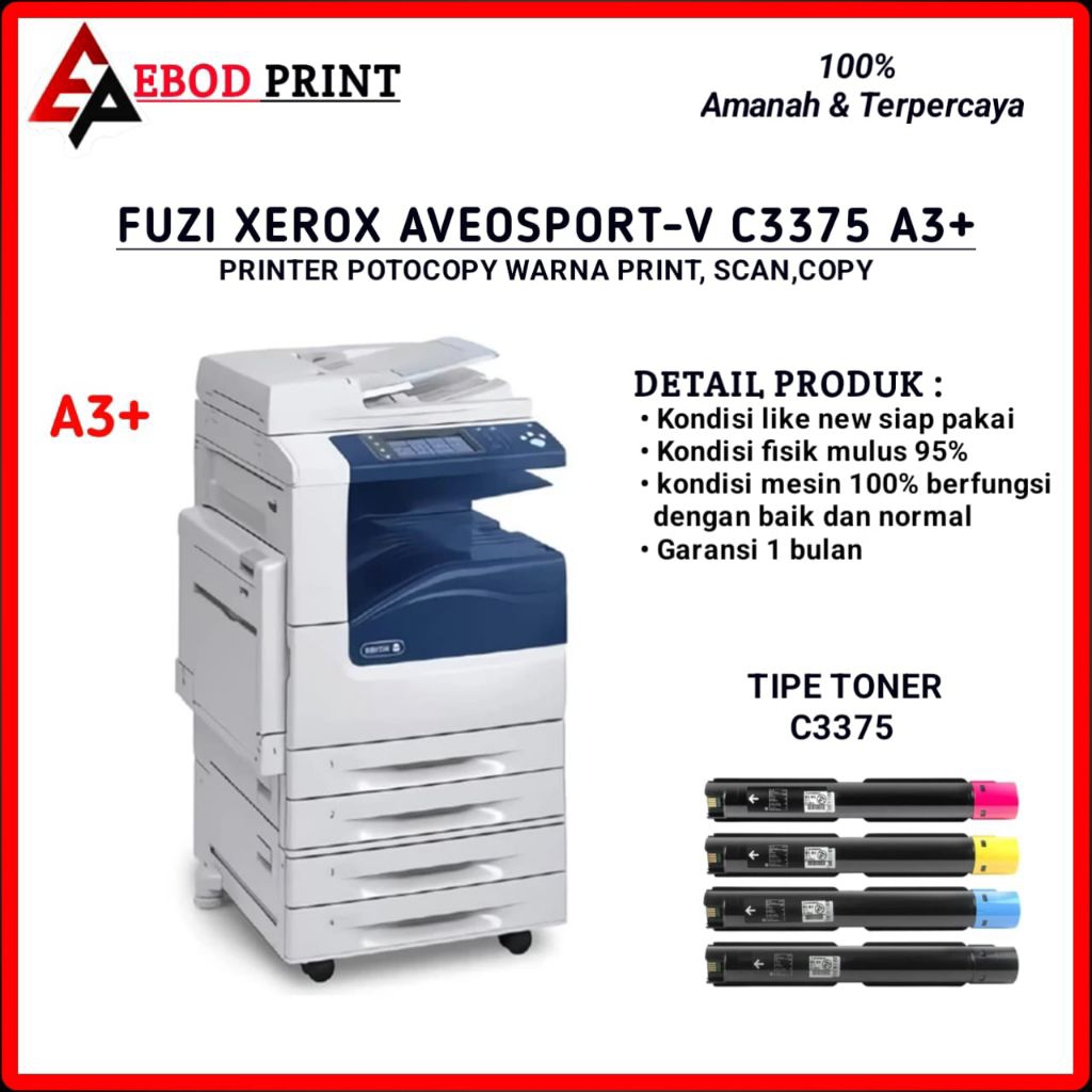Mesin Digital Printing A3+ Fuzi Xerox ApeosPort-V C3375 Print Scan Copy Multifungsi Color