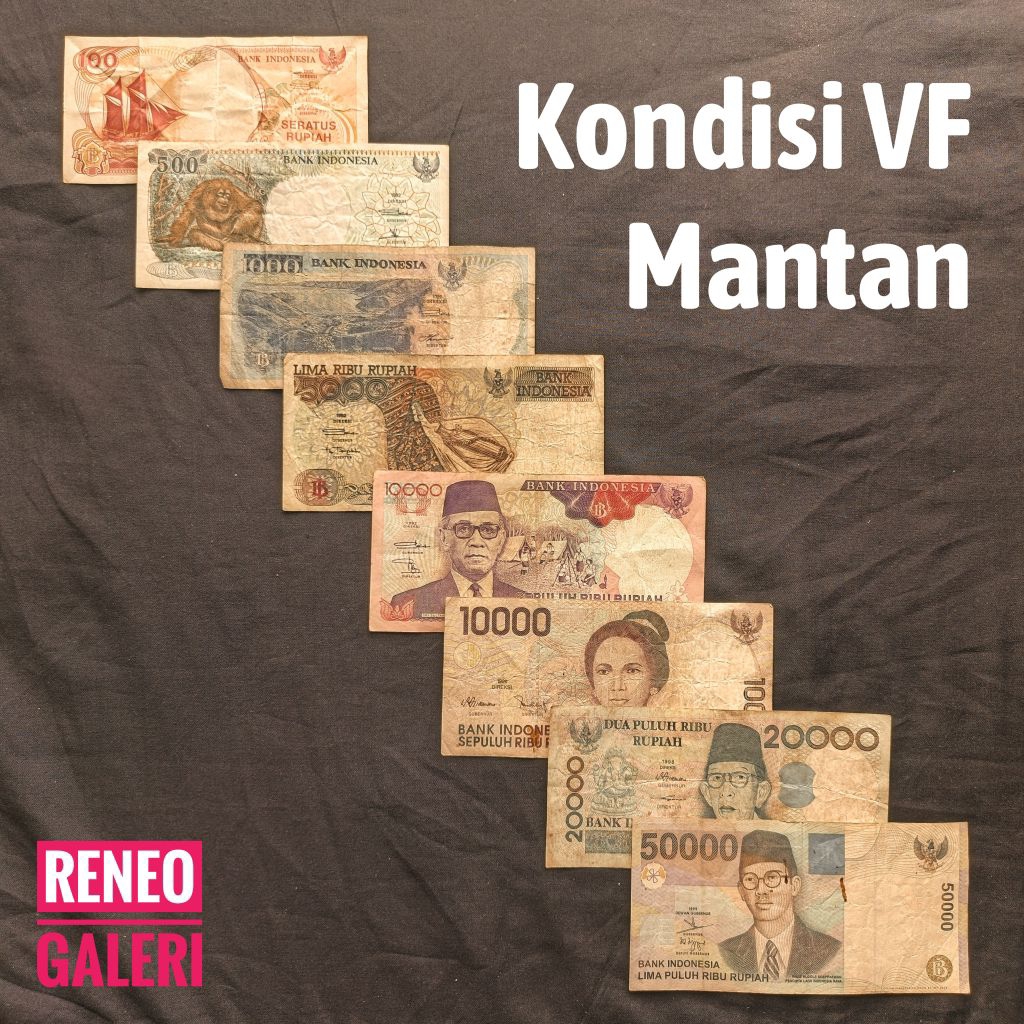 Paket 8 Lembar VF Asli Tahun 90an miniset Uang kertas kuno duit lama 1990an Indonesia original