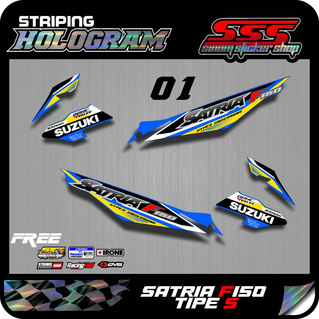 Stiker Striping Standar Hologram Satria F150 2015 Tipe S / Satria Facelift tipe S