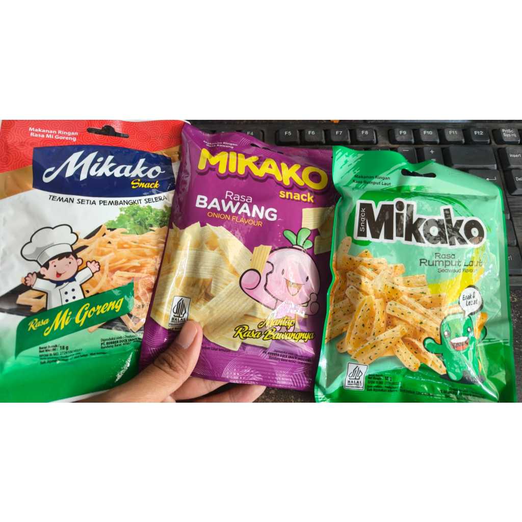 (1 PACK = 10 PCS) Mikako Rumput Laut Snack - RASA MIE GORENG - RASA BAWANG