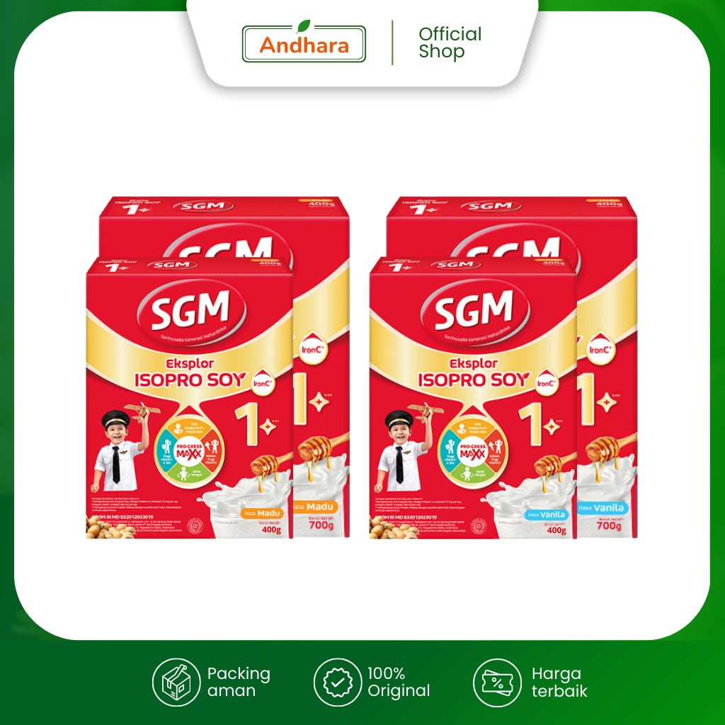 SGM Eksplor 1+ ISOPRO SOY - Susu Kedelai Pertumbuhan Anak 1-5 Tahun - Susu Bubuk 400gr & 700gr - SGM
