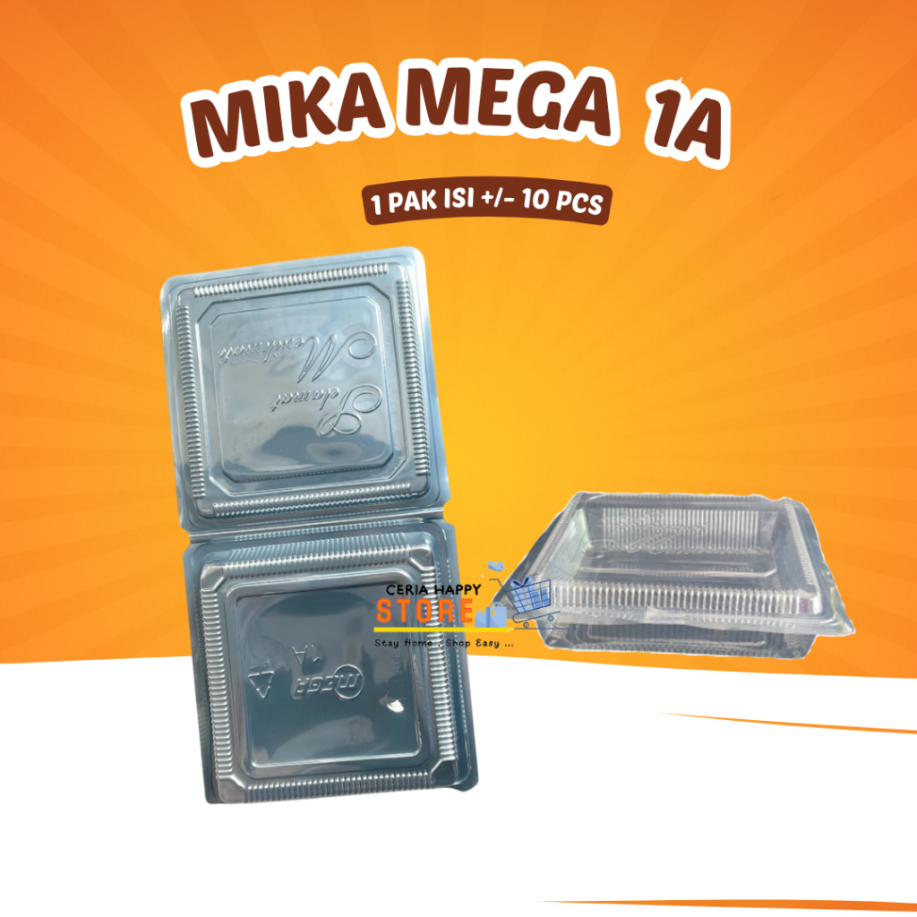 CERIA - 10 Pcs Mika Mega 1A / Mika Plastik Kue Bolu Sedang / Box Mika Jajanan Pasar