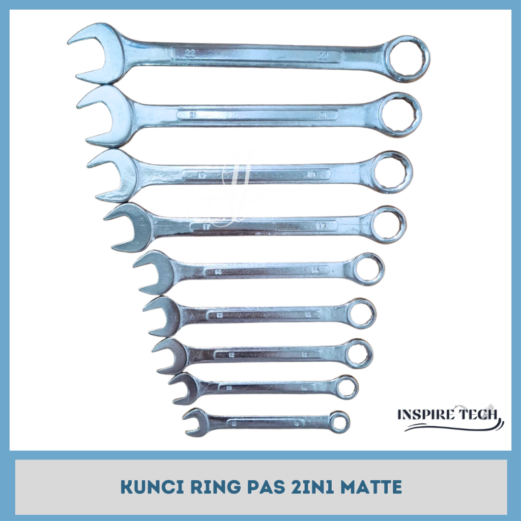 Kunci Ring Pas Non Ratchet 2in1 Matte Finish Ukuran 8/10/12/13/14/17/19/21/22mm / Kunci Ring Pas Com