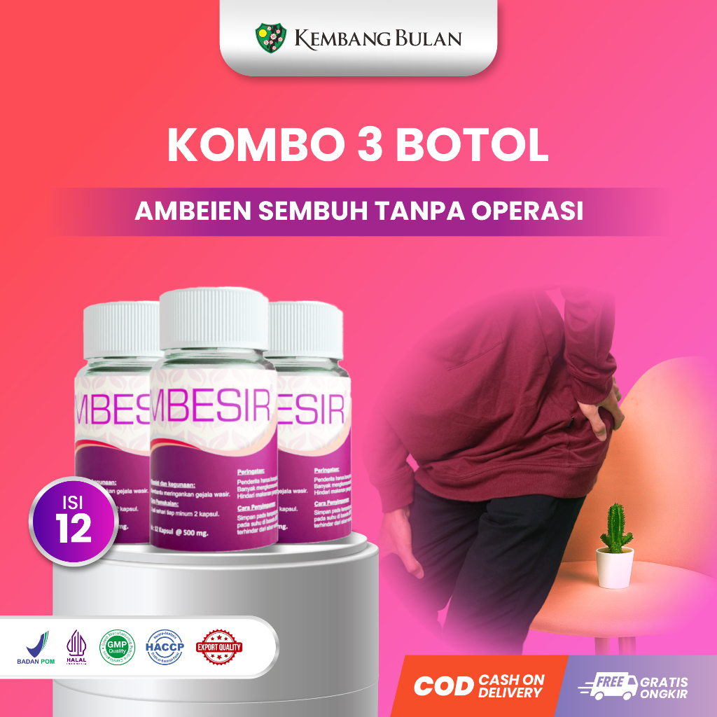 Kembang Bulan Ambesir isi 12 kapsul Bundling 3  - Obat Herbal Daun Ungu Wasir Ambeien Ambeyen Paling