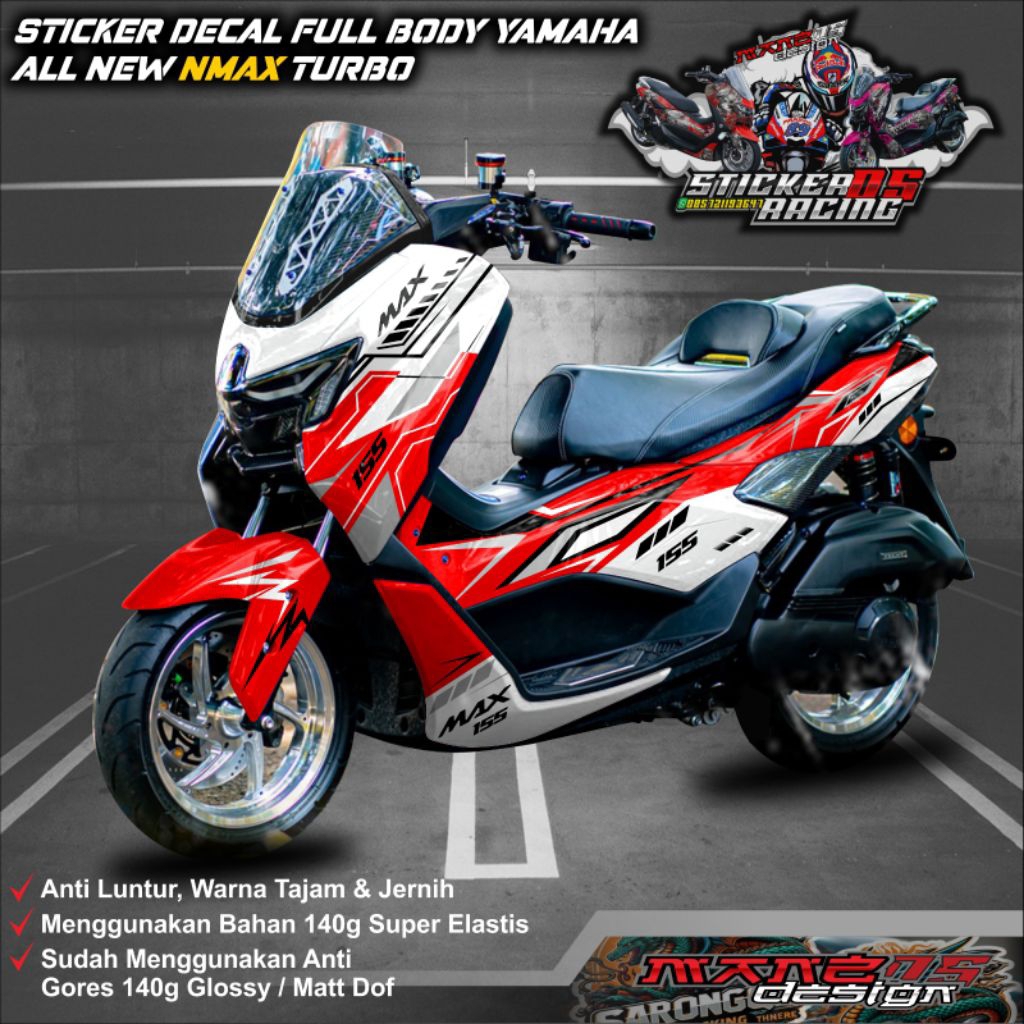 Stiker Decal Nmax Turbo Grafis Merah Putih Full Body
