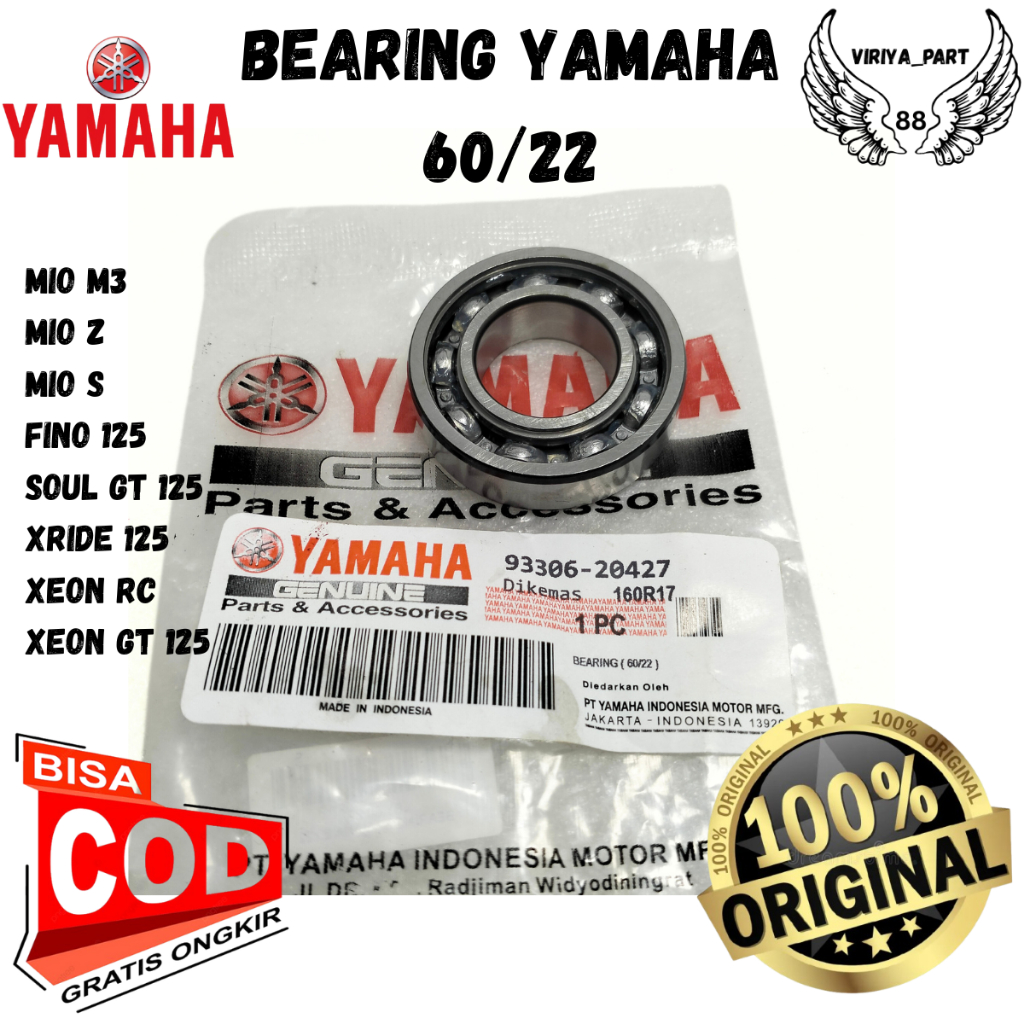 ASLI ORIGINAL BEARING YAMAHA YGP 60/22 MIO M3 Z S FINO 125 SOUL GT 125 XEON 125 RC GT 125