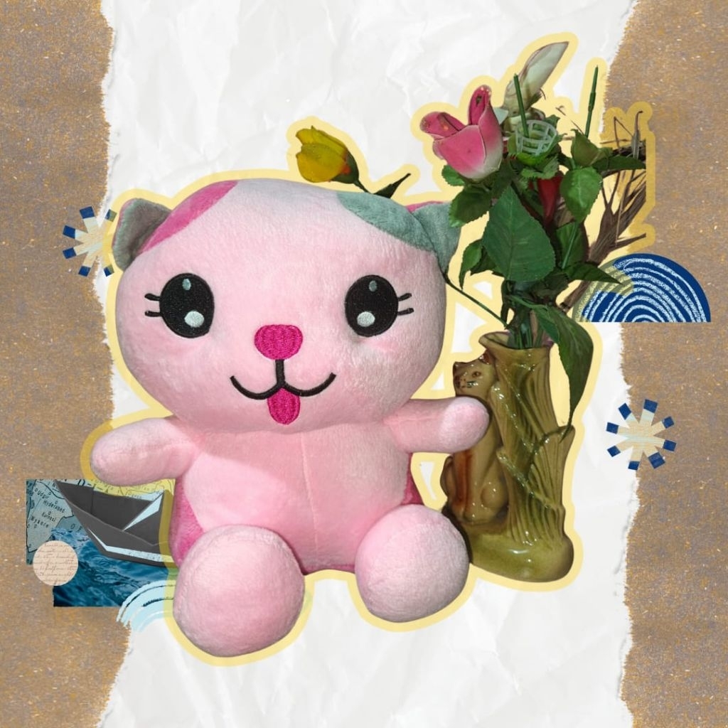 Boneka Kucing Kartun Pink//Pink Cartoon Cat Doll [NEW]