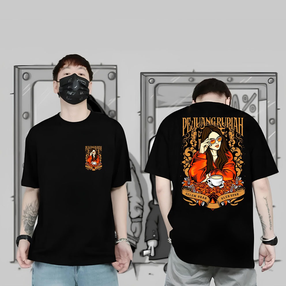 KAOS DISTRO PRIA/ T-SHIRT/ KAOS MOTIF PEJUANG RUPIAH/ BAJU KAOS PREMIUM/ BAJU KAOS LENGAN PENDEK 24s