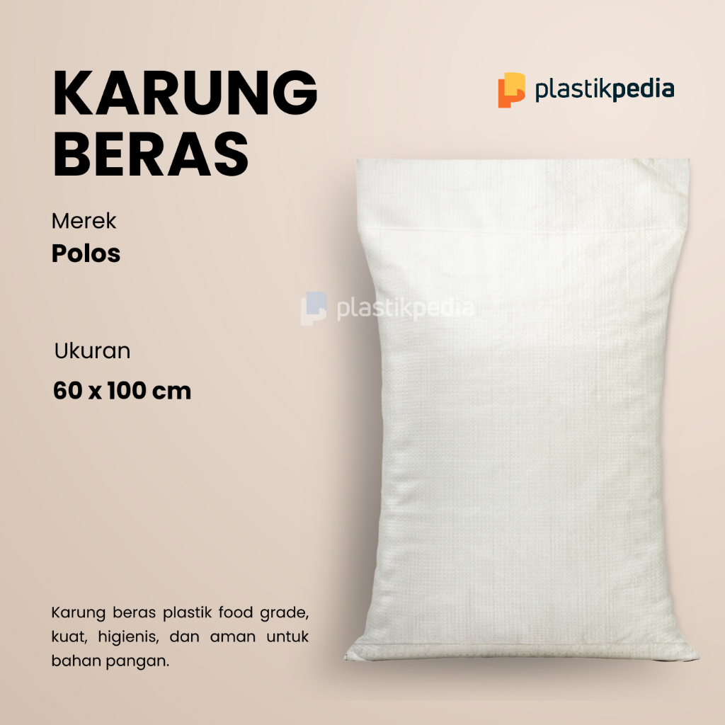 Karung Plastik Putih Polos Lokal 50kg Ukuran 60x100cm (Isi 50 pcs)