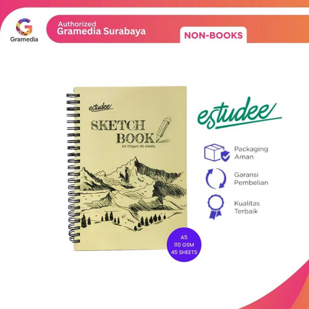 Gramedia Surabaya - ESTUDEE SKETCHBOOK A5 110GSM 45SHT PORTRAIT LEFT RING