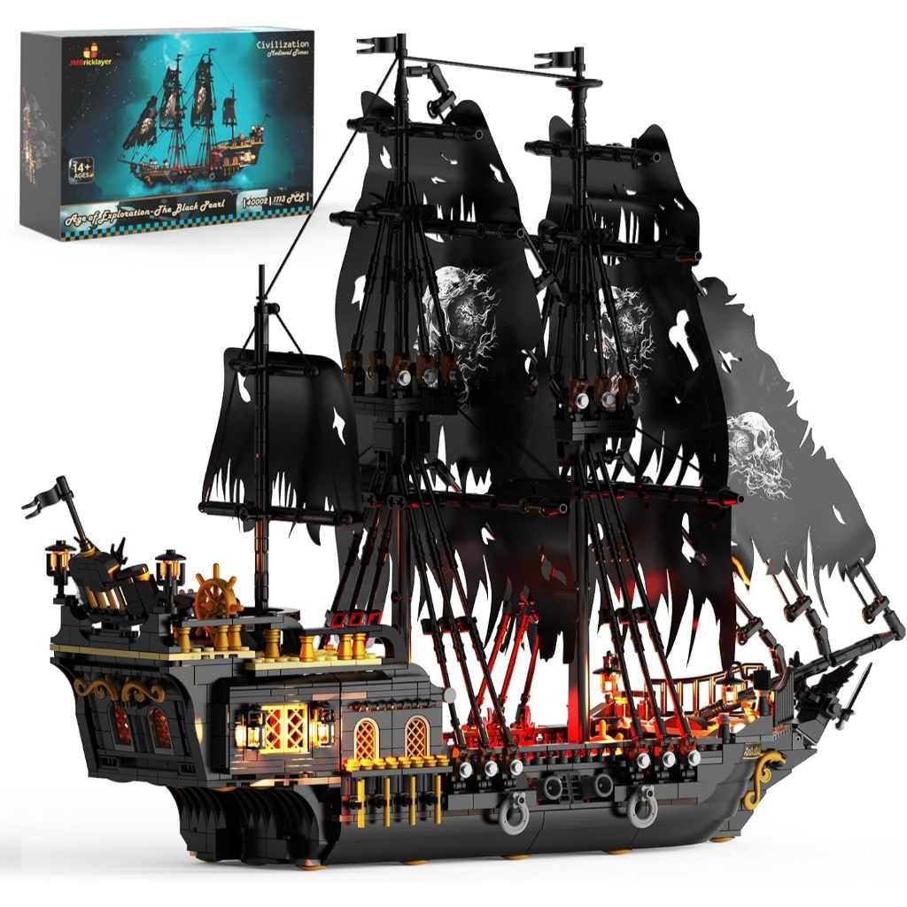 Nutcracker Black Pearl Ship Building Set LED 1713 Pcs