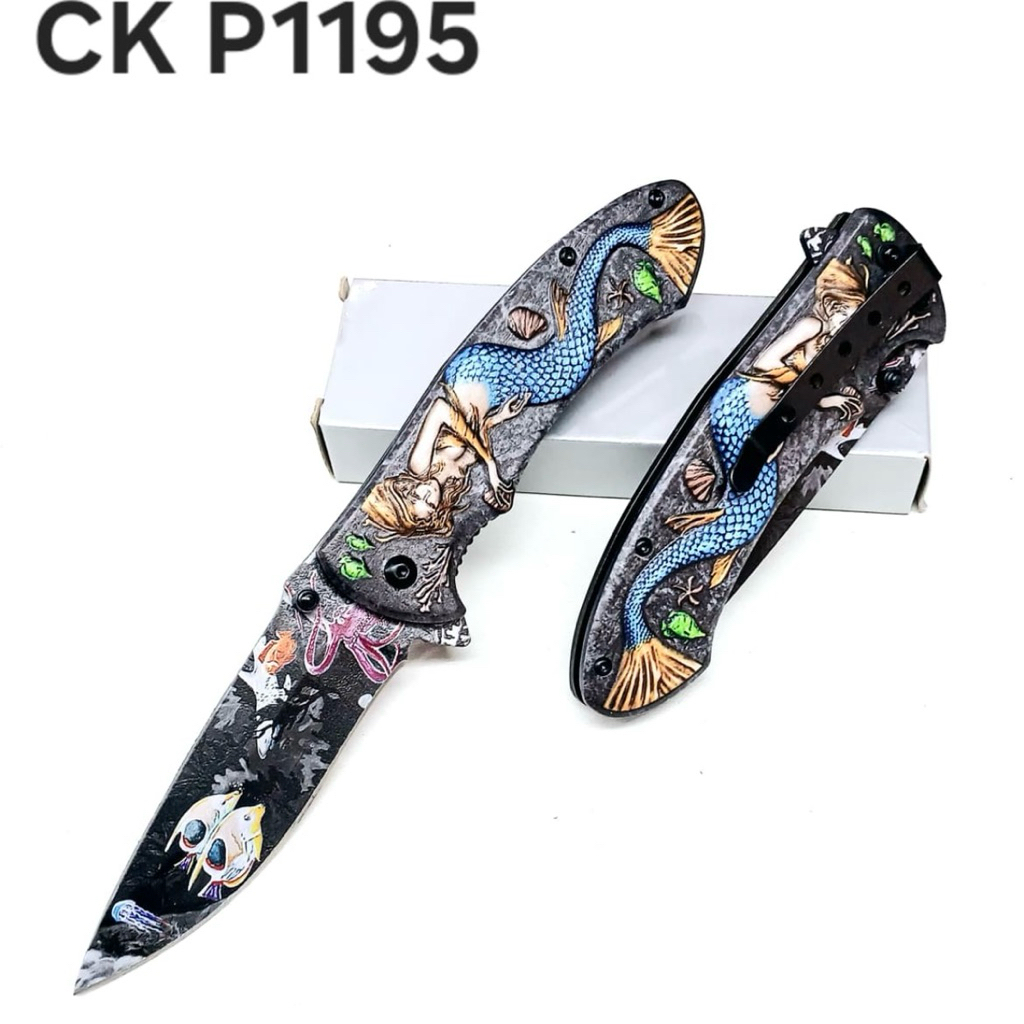 Pisau Lipat pisau outdoor baja tahan karat model duyung pisau camping anti-slip pisau outdoor portab