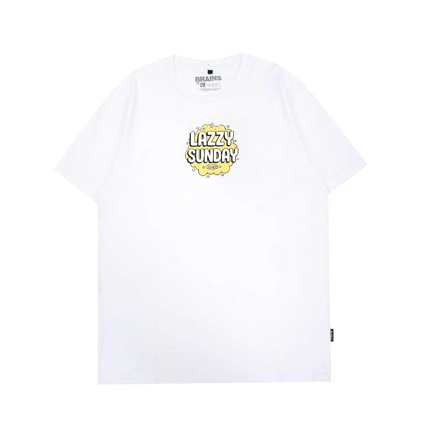 ORIGINAL BRAINS T-SHIRT LAZZY SUNDAY WHITE - KOAS PUTIH PRIA PHOTOPIA