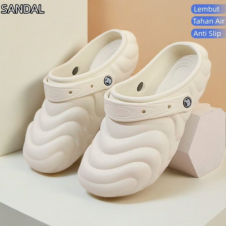 Sandal Clog DESAIN GELOMBANG Sol TEBAL Super Nyaman Anti Slip Untuk Wanita Pria Size 36-44,#823