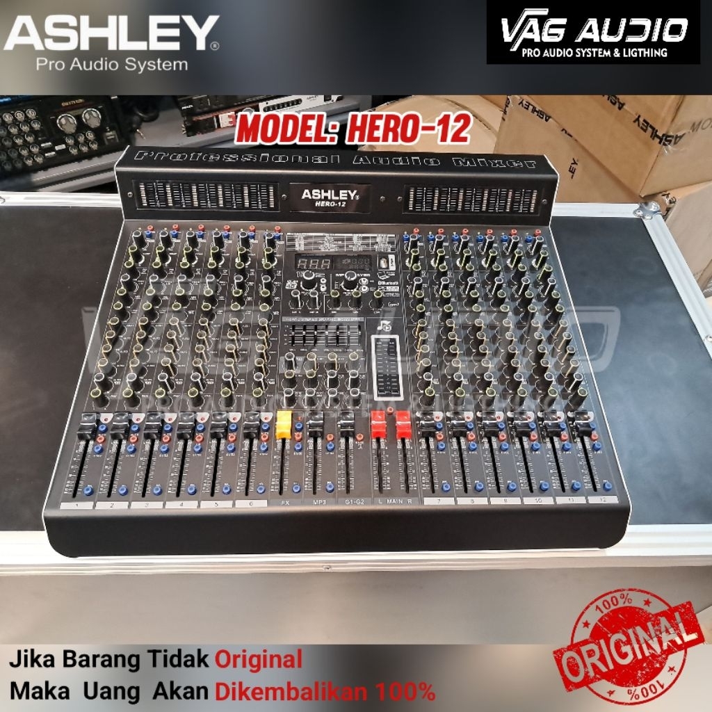 MIXER AUDIO ASHLEY HERO 12, 12 CHANNEL, ORIGINAL ASHLEY